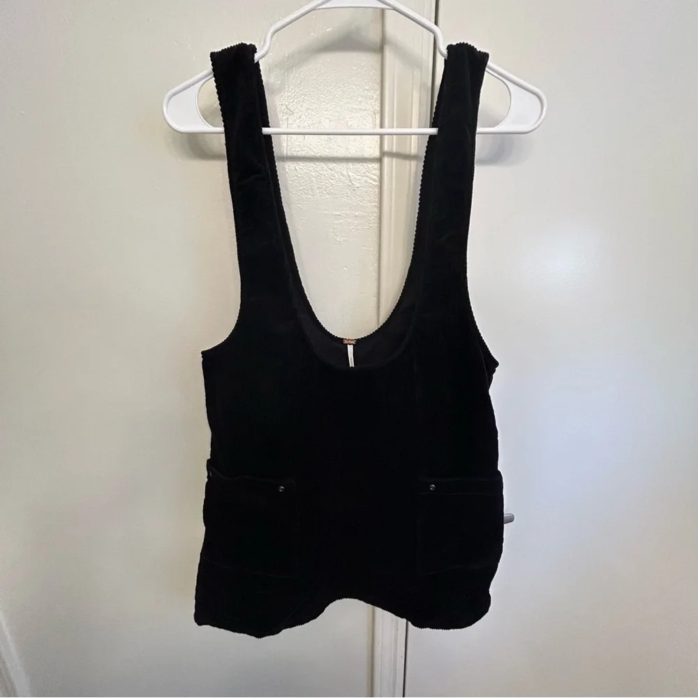 Free People Devoted To You Corduroy Overall Dress in Black Size 4